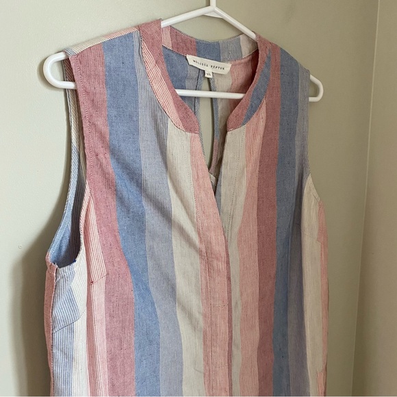 Melissa Nepton Striped Pally Dress 100% Cotton Size Large Canadian Designer - Picture 3 of 13